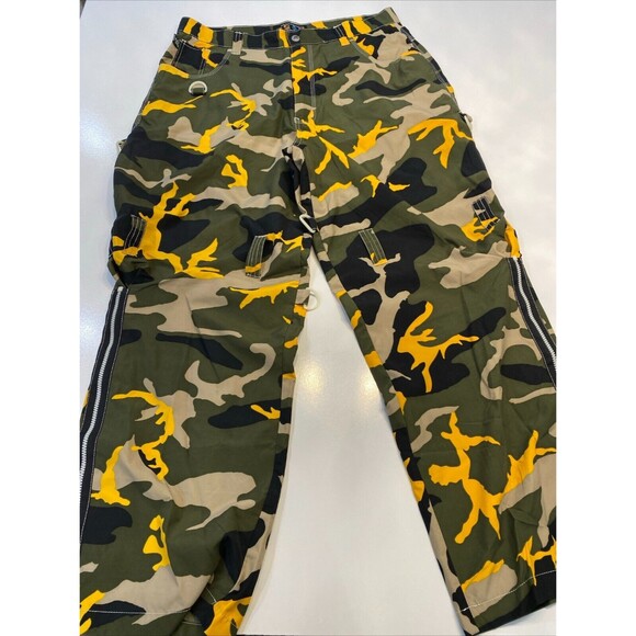 VTG MacGear Pants Men's Size 38 Green Yellow Camo Cargo Baggy Y2K Rave Skater - Picture 14 of 14
